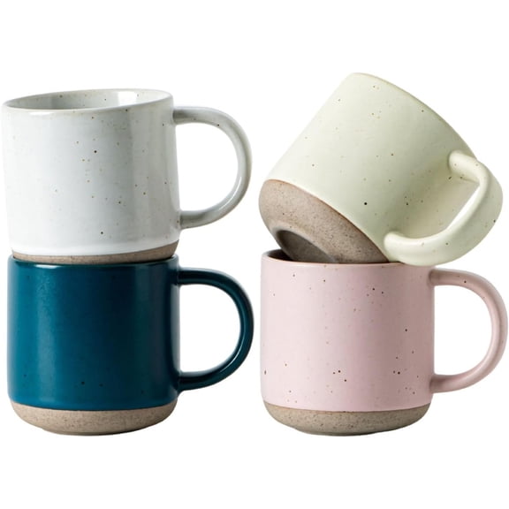 5 oz Small Espresso Cups Set of 4, Ceramic Lungo Coffee Mugs, Porcelain Double Shot Cups, Pastel Color, Microwave & Dishwasher Safe