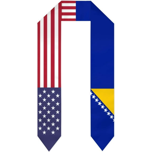 Bosnia and Herzegovina Mix USA United States Flag Graduation Stole For International Student Stole Pride Cheers Shawls