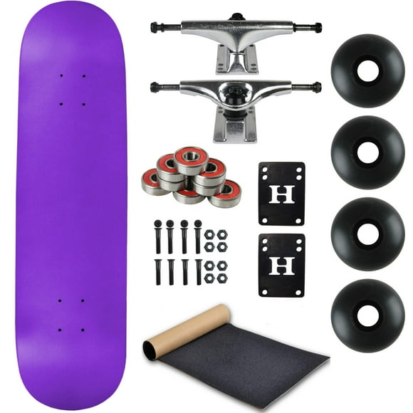 Moose Skateboard Complet Néon Violet 7.75 Pouces avec Camions Argentés et Roues Noires