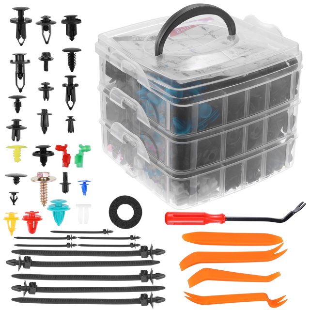 Unique Bargains 915 Pcs Universal Car Bumper Retainer Clips with Cable Ties and Fasteners Remover Multicolor