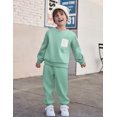 thumbnail image 2 of Arshiner Boy 2Pcs Fall Winter Clothes Color Block Crewneck Sweatshirt and Pants Sweatsuit, 2 of 5