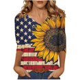 thumbnail image 2 of Gamivast Womens Clothing 4th of July 3/4 Length Sleeve Womens Tops Usa Flag Print V Neck Summer Shirts Casual Elbow Length Shirt Red S My Order History Online, 2 of 4