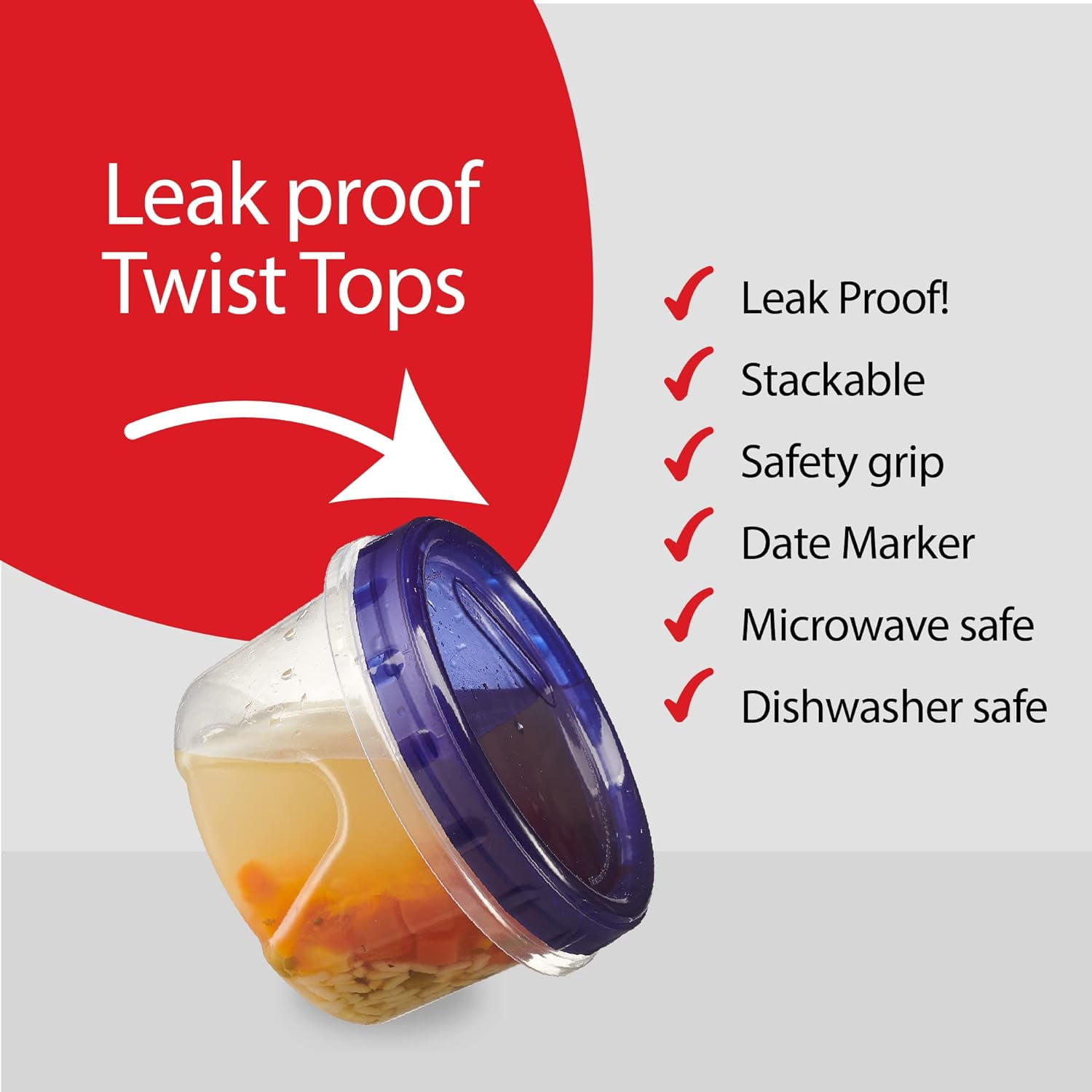 PLASTICPRO 16 Oz Twist Cap Meal Prep Containers Reusable Food Storage Containers with Lids, 12-Pack
