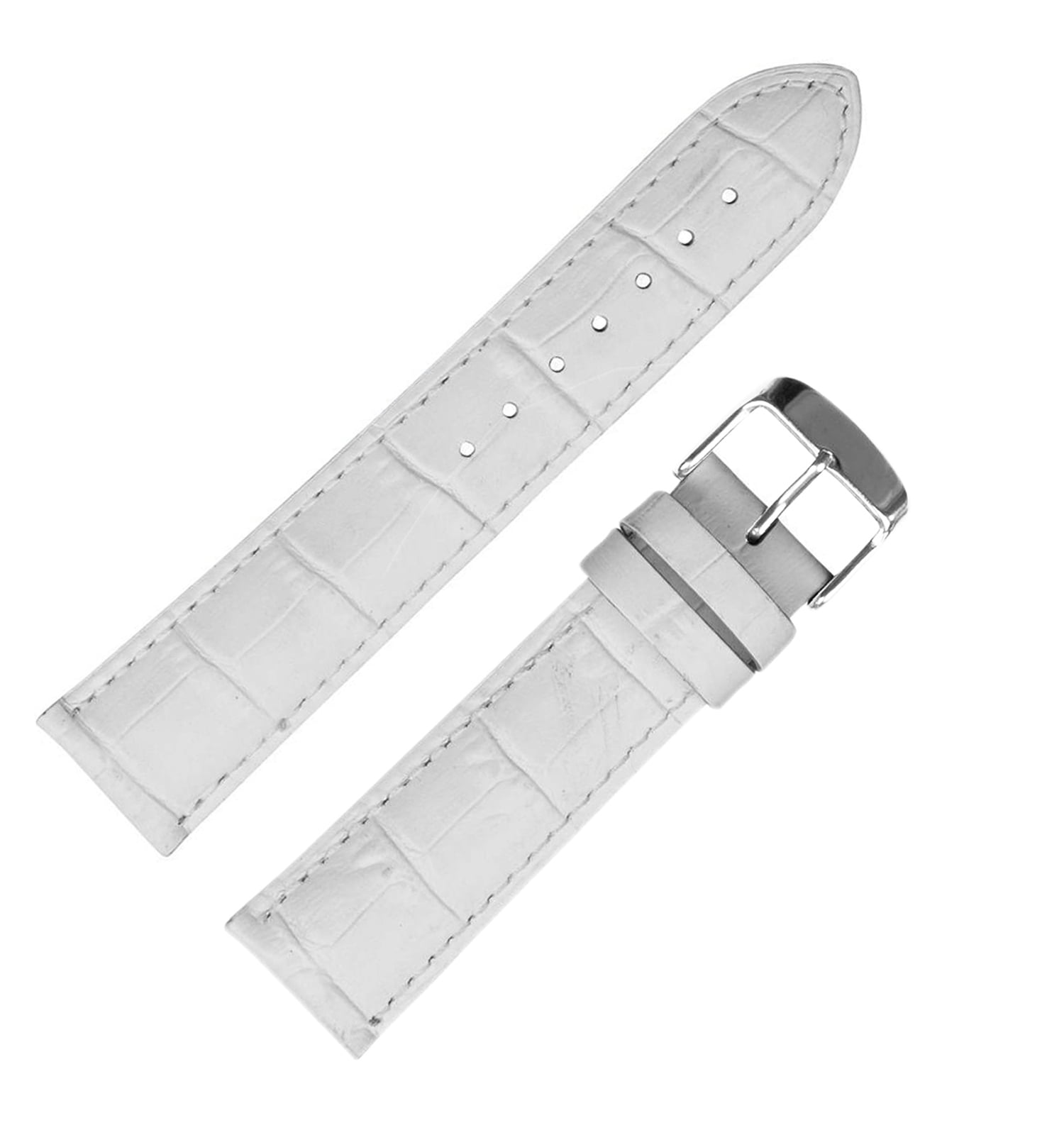 Hadley Roma MS898 20mm Long White Alligator Grain Genuine Leather Watch ...