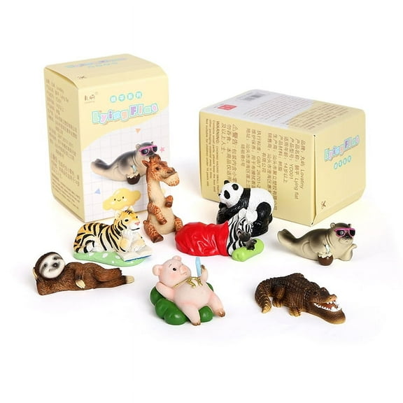 Volnau Animal Figurines Toys 8PCS Lying Flat Mystery Box Figures Collectibles for Toddlers Decoration Gift Anime Blind Suprise Box (YD001)…