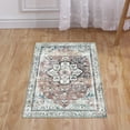 thumbnail image 3 of Area Rug Small Rug Vintage Floral Indoor Doormat Boho Chenille Entryway Mat Persian Floor Cover for Living Room Bedroom Bedside Non-Slip Backing Retro Rug Washable Throw Carpet, Rust, 3 of 9