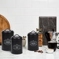 thumbnail image 2 of Large Black Kitchen Canisters Set of 3 - Farmhouse Canister Sets for Kitchen Counter - Coffee Tea Sugar Container Set - Rustic Kitchen Canisters for Countertop - Metal Kitchen Decor Jars, 2 of 3
