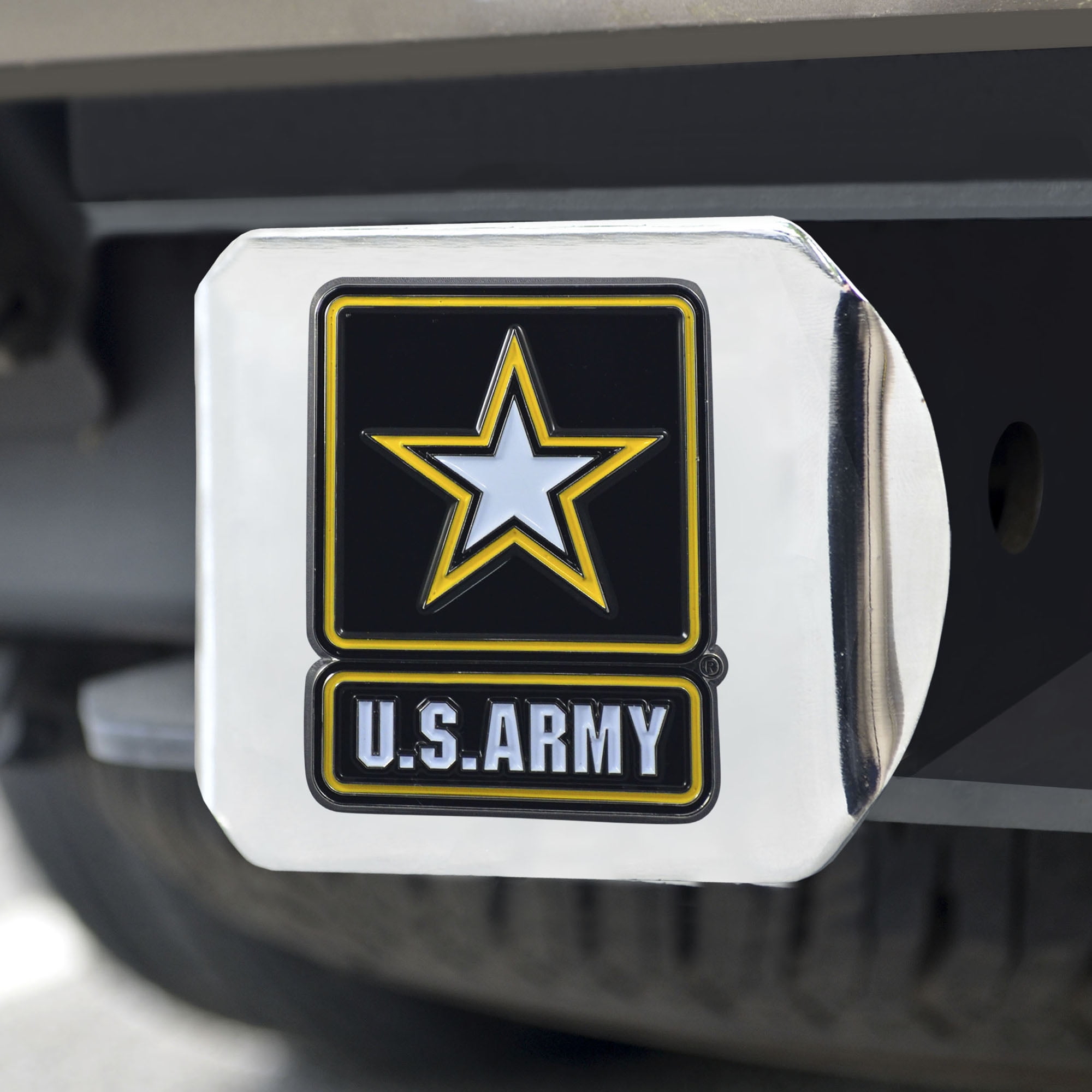 Army Color Class III Hitch CC Sports Decor U.S Chrome Hitch Cover Auto Accessory 