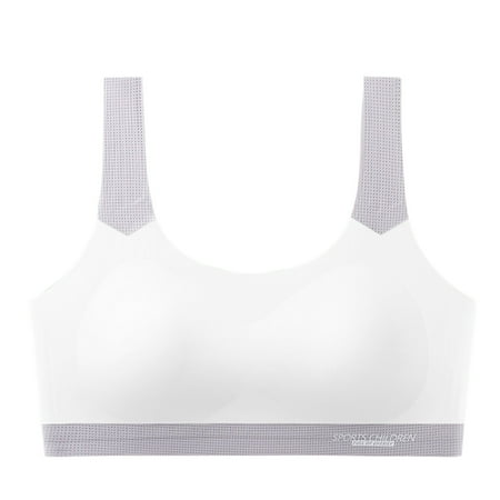 Yyeselk Women s Wireless Seamless Vest Bras Full Coverage Comfort Sports Bra Push Up Padded Wirefree Soft Bra Bras for Teen Girls White L