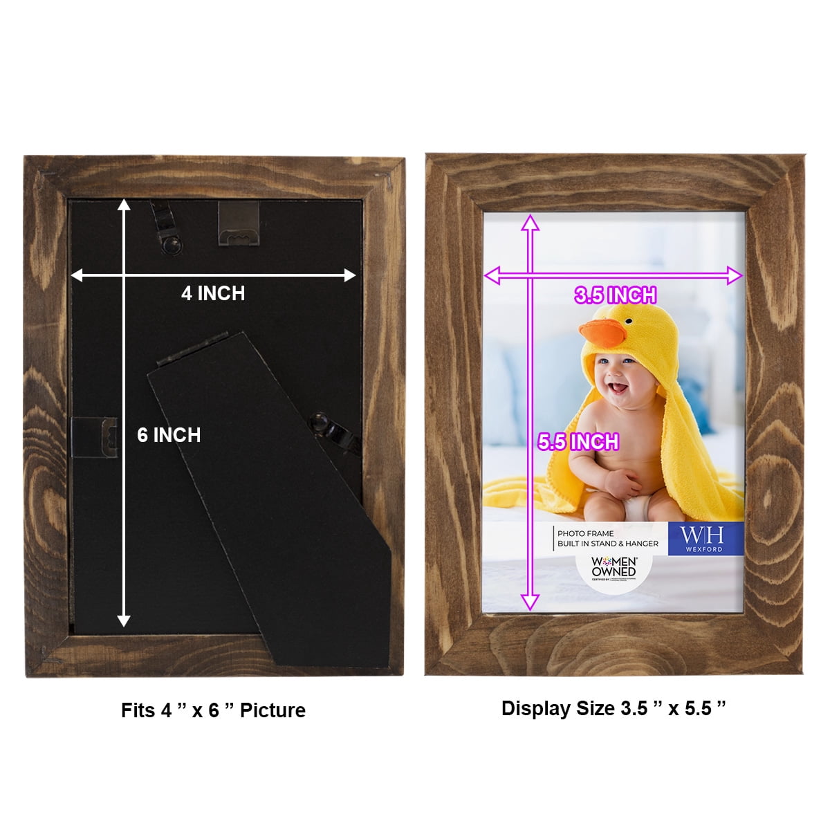 Woodgrain 4 in. x 6 in. Walnut Picture Frame Set (Set of 4)