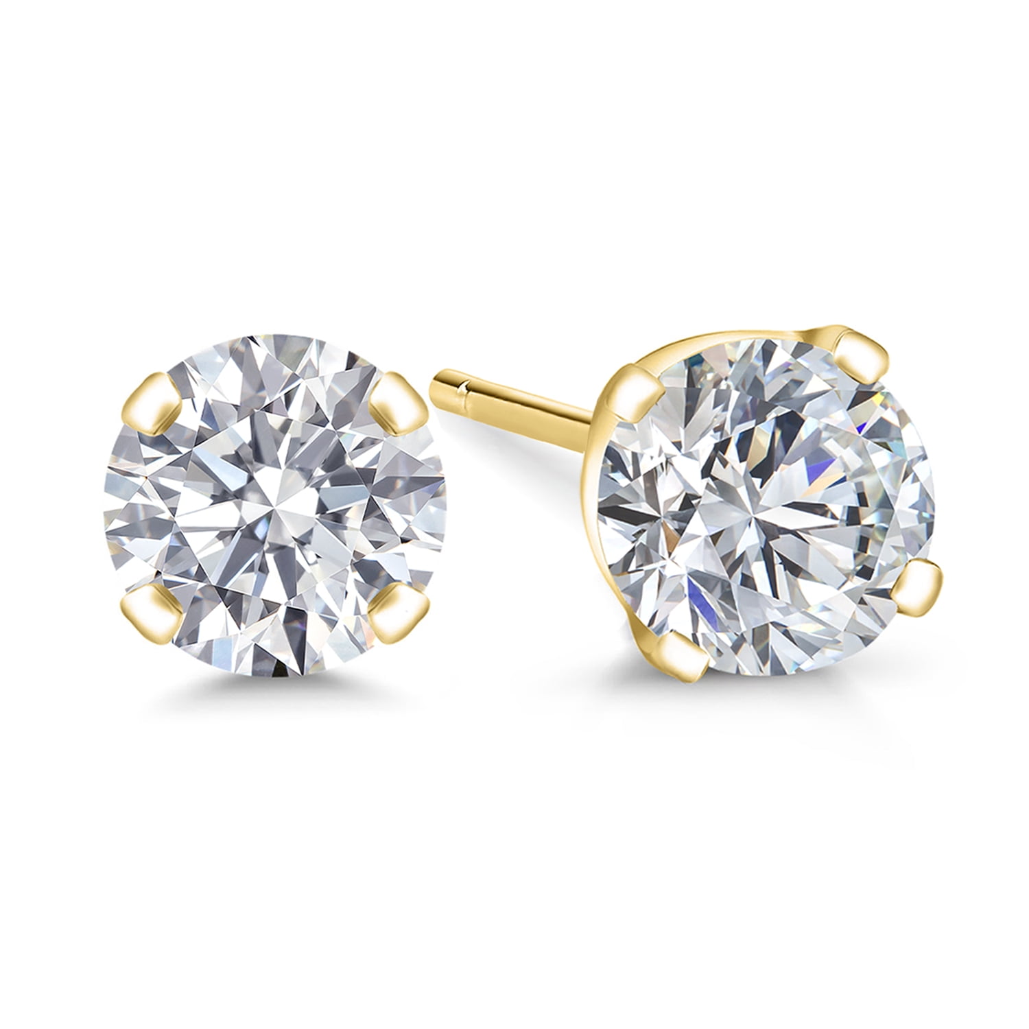 Gem Stone King 14K Yellow Gold Lab Grown Diamond Stud Earrings for Women Men (1.00 Cttw, E-F Color, VS1-VS2 Clarity)