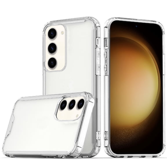 For Samsung Galaxy s24 Plus Colored Shockproof Transparent Hard PC TPU Hybrid Case Cover - Clear/Clear