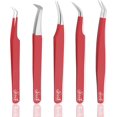thumbnail image 1 of SIVOTE Pinces à Extensions de Cils pour Cils Classiques et Volume, Lot de 5, Rouge, 1 of 7