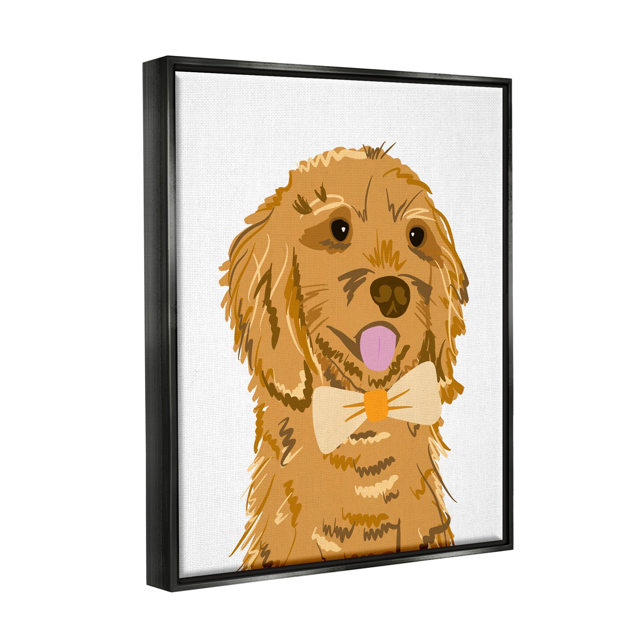 Golden Retriever Puppy Bowtie Pet Animals & Insects Graphic Art Jet Black Framed Art Print Wall Art
