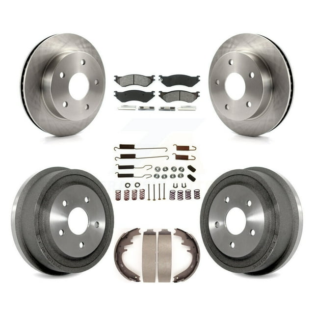 Transit Auto Front Rear Disc Brake Rotors Semi-Metallic Pads and Drum Kit (7Pc) for Car 2000-2001 Dodge Ram 1500 4WD K8S-102060
