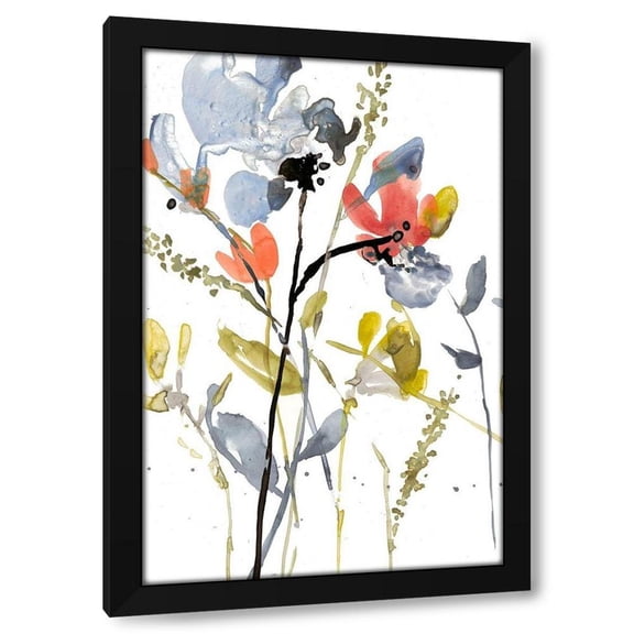Jennifer Goldberger 11x14 Black Modern Wood Framed Wall Art Titled - Flower Overlay II