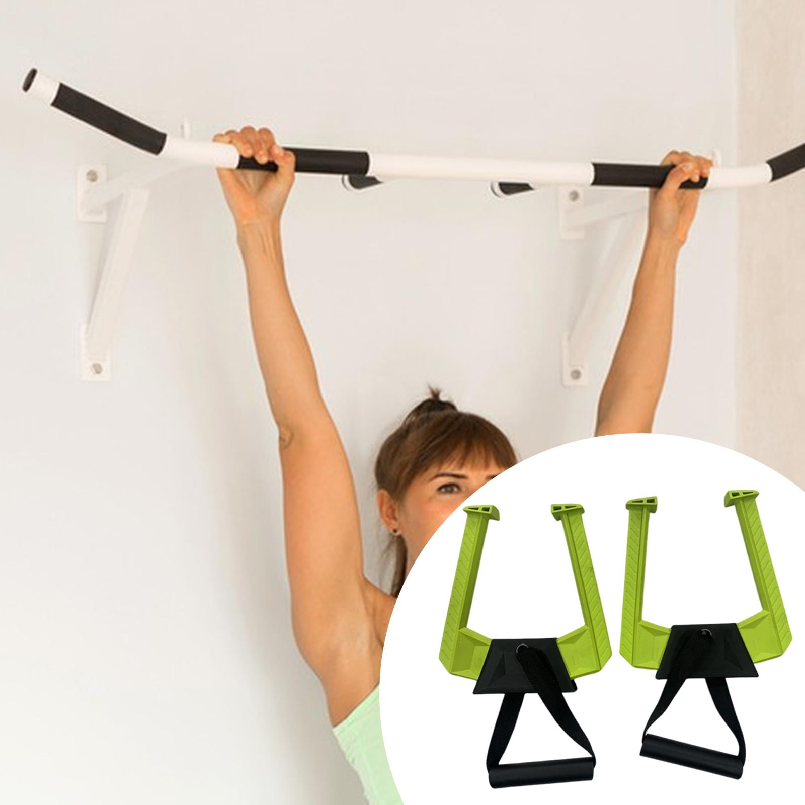 funtasica 2Pcs Portable Pull up Bar for Doorway Home Gym Equipment Convenient Easy to Use Versatile Pullup Bar Handles for Hotel Office Green