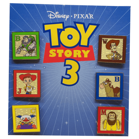 Toy Story 3 Collector Character Toy Block Decorative Pin Set [Buzz - Woody - Jessie - Bullseye - Chuckles - Monkey] Square Metal Disney Pixar Cartoon Animated Movie Merchandise Memorabilia