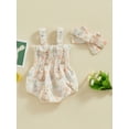 thumbnail image 4 of Biekopu Newborn Girl Outfit, Sleeveless Pleated Bunny Shamrock Print Romper with Hairband Summer Clothes, 4 of 9