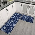 thumbnail image 2 of Dark Blue Christmas Snowflake Pattern Kitchen Rugs Sets Of 2,Anti Fatigue Kitchen Mat Rugs Non Slip Washable,Decorative Kitchen Floor Mats for Kitchen,Sink,Laundry,17"x30"+17"x47", 2 of 7