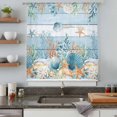 thumbnail image 4 of Blue Coastal Sheer Curtains 63 Inches Long, Summer Beach Starfish Shell Coral Nautical Light Filering Curtains, Breathable Simi Curtain Privacy Drapes for Living Room Bedroom Window Treatment, 4 of 9