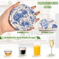 thumbnail image 3 of Haosy Set of 6 Drink Woven Coaster with Holder Heat Resistant Non-Slip Bar Coasters 4 Inches Blue White Porcelain with Roses, 3 of 7