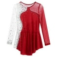 thumbnail image 6 of Nyeemya Kids Girls Long Sleeve Figure Ice Skating Dress Ballerina Shiny Diamond Ballet Dance Leotards Burgundy 8, 6 of 7