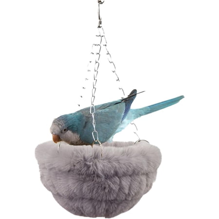 Bird Hammock Bed Faux Rabbit Fur Parrot Hanging Swing Hammock Ultra-Soft Warm Winter Nest for Budgies Parakeets Cockatiels Lovebirds Conures Quakers