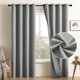 thumbnail image 1 of CUCRAF Cortinas opacas 100% totales, 95 de largo para tratamiento de ventanas, cortinas con ojales térmicos de lino sintético para dormitorio/sala de estar, juego de 2 paneles de cortina (gris claro,, 1 of 1