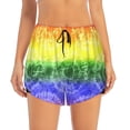 thumbnail image 2 of Yiaed Colorful Tie Dye Print Women's Running Shorts with Liner 3 Zipper Pockets Elastic Workout Athletic Gym Yoga Shorts-X-Large, 2 of 7