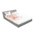 thumbnail image 2 of Ambesonne Fish Fitted Sheet & Pillow Sham Set, Pink Floral, Full, Pink Yellow, 2 of 2