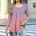 thumbnail image 2 of Plebaso Women's 3/4 Length Sleeve Tunic Tops Pleated Casual Summer Dressy Blouses Womens Clothes, 2 of 6