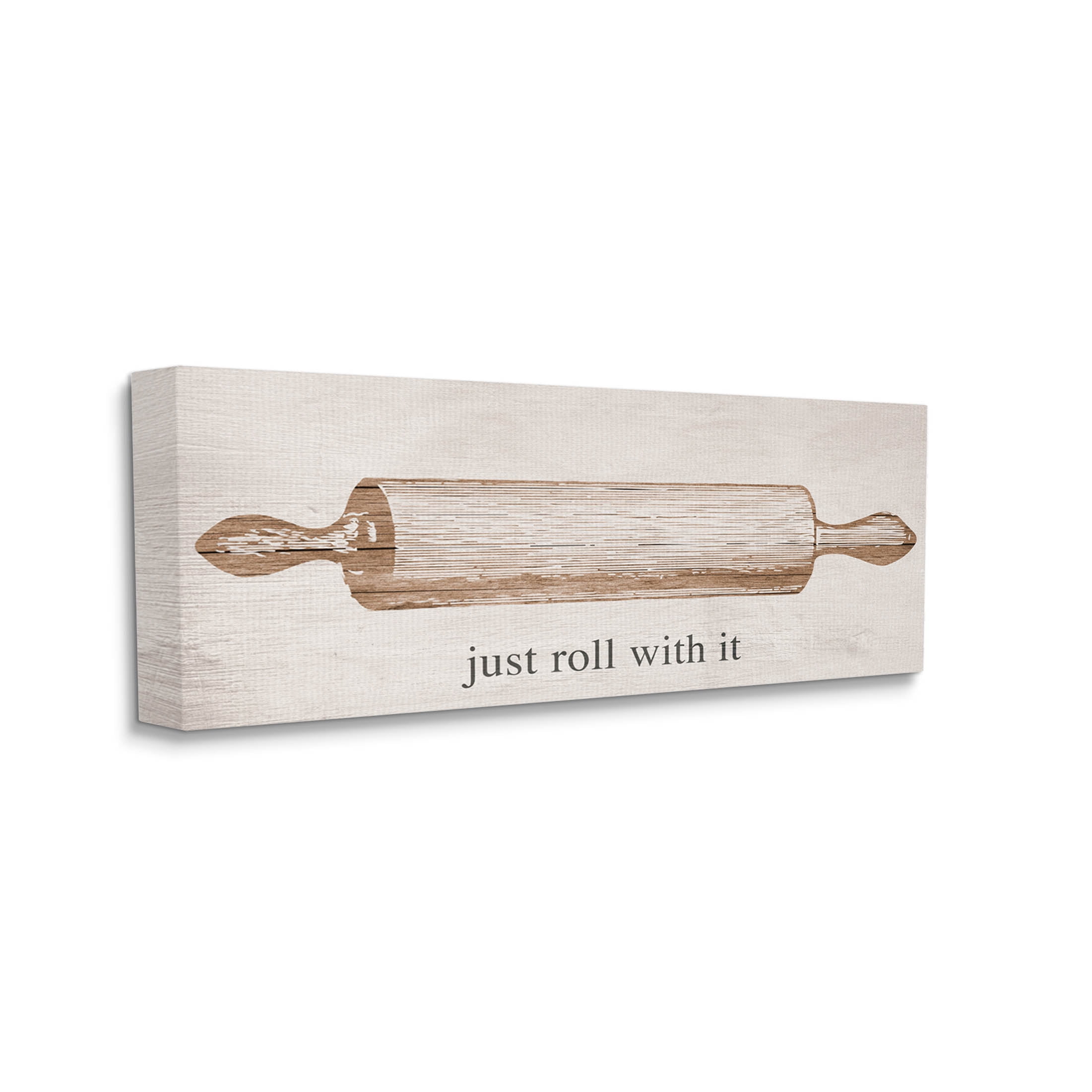Stupell Industries Just Roll With It Phrase Graphic Art Gallery Wrapped Canvas Print Wall Art, Design by Lil' Rue