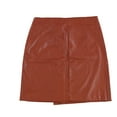 thumbnail image 2 of bar III Womens Faux Leather Wrap Mini Skirt, Brown, Medium, 2 of 2