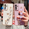 thumbnail image 3 of Compatible with Samsung Galaxy A54 5G Phone Case with Heart Bracelet Strap Luxury Plating Cute Love Heart Case Hand Chain Case Soft Case for Galaxy A54 6.4 inch (White), 3 of 9