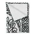 thumbnail image 2 of Celtic Soft Flannel Fleece Throw Blanket, Filigree Style Endless Celtic Knot Pattern with Abstract Style Floral Petals, Cozy Plush for Indoor and Outdoor Use, 50" x 70", Black and White, by Ambesonne, 2 of 5