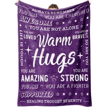 Get Well Soon Gifts for Women, Warm Hug Blanket with Inspirational Words, Thinking of You Gifts, Cancer Care Gifts for Women, Comfort Soft Healing Blanket 60"x50", Purple