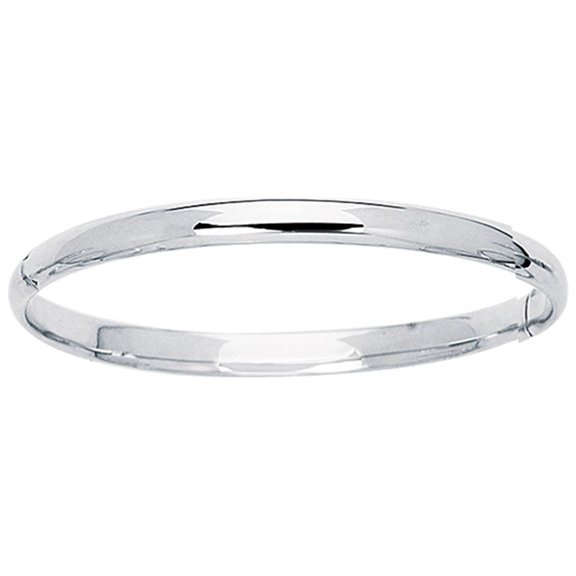 14K White Gold All Shiny Bangle 5.5mm with Clasp