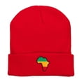 thumbnail image 5 of Rasta Africa Map Embroidered Long Beanie - Red OSFM, 5 of 5