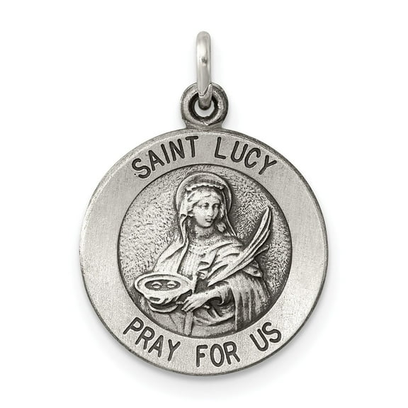 Saint Lucy Sterling Silver Medal Pendant Necklace, Catholic Saint Jewelry for Women or Unisex Wear, Christian Martyr Symbol for Vision Healing Faith Protection