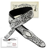 Walker & Williams SF-03 Snake Pattern Guitar Strap, Black/White