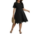thumbnail image 3 of Gvmfive Plus Size Women Casual Dress Hollow Short Sleeve Skater Midi Dress, 3 of 8