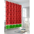 thumbnail image 3 of Watermelon Shower Curtain Set, Waterproof Shower Curtains for Bathroom, Black Polka Dots Green Summer Fruits Washable Fabric Cloth Bath Curtain for Bathtub Decoration with Hooks 72x78 Inches, 3 of 6