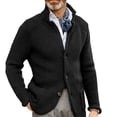 thumbnail image 1 of Chaqueta de Hombre Cuello en V Casual Cuello Alto Moda Cálida Mantener Color Puro Chaqueta Masculina para Citas Fiesta Negro L, 1 of 6