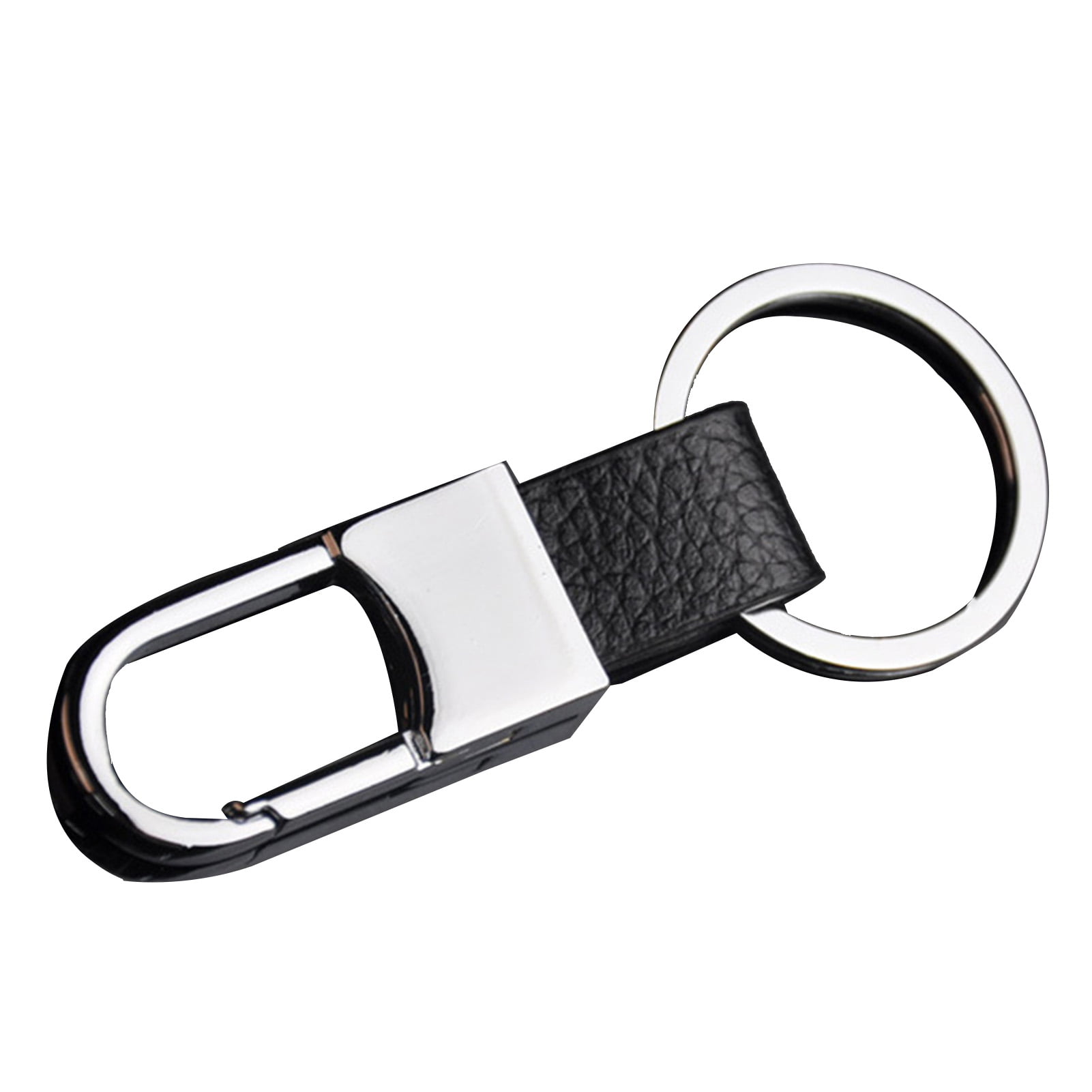 Faux Leather Oval Keychain Motorcycle Black 
