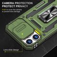 thumbnail image 5 of Dream Wireless  Triumph Rubberized Hybrid Camera Protective Case with Slide-On-Off Camera Protection Cover & Rotatable Ring Stand with for iPhone 14 Pro 6.1, Military Green, 5 of 8