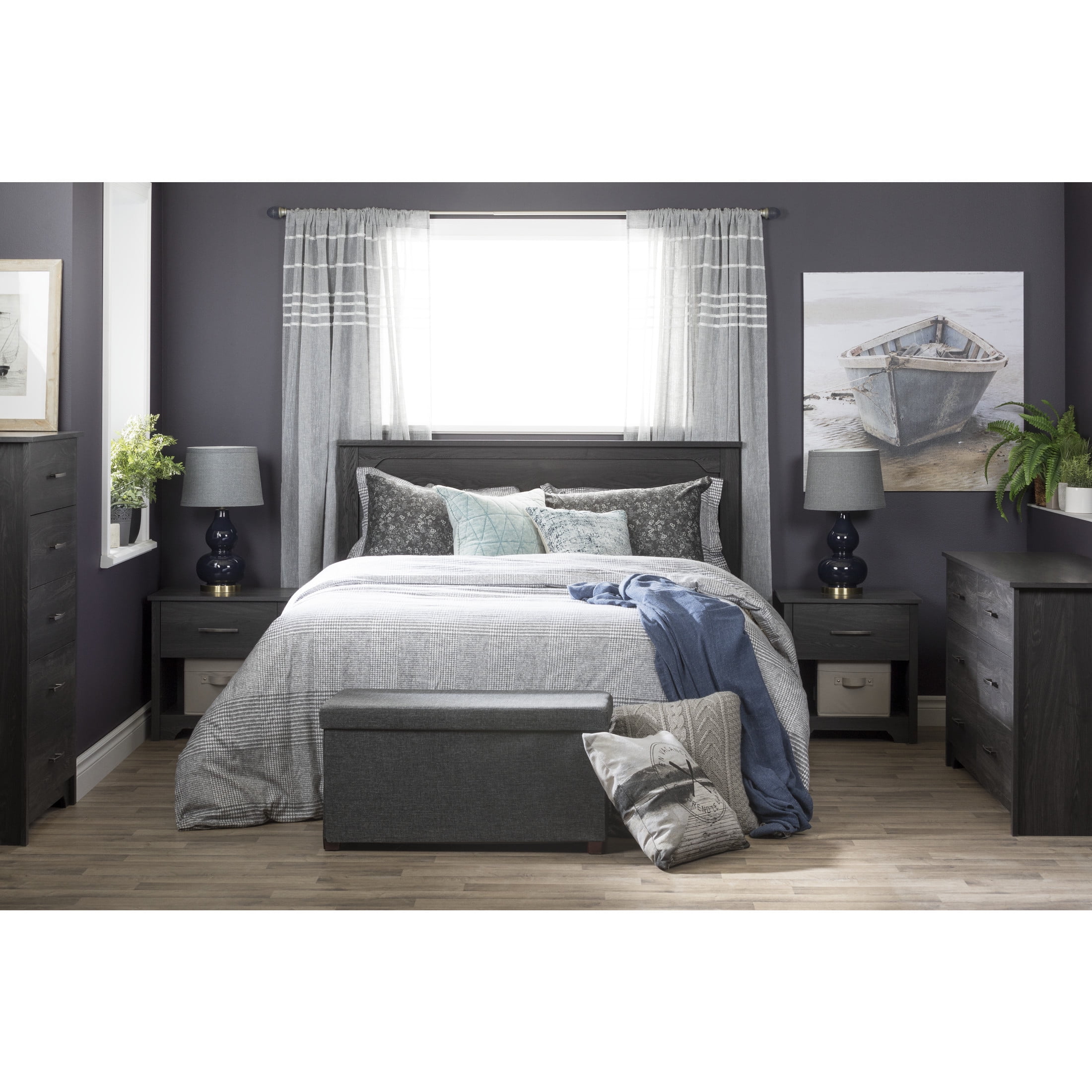South Shore Fusion, Contemporary Nightstand,  Gray