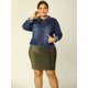 thumbnail image 3 of ChaqueDe MezclilDeshilachaCon Frente Lavado Clásico PaMujer De TalGrande Azul oscuro 4X, 3 of 6