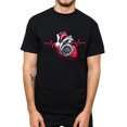 thumbnail image 1 of Men's Heart Turbo Graphic Cotton T Shirt Geometric Print Relaxed Fit Short Sleeve Tee, 1 of 5