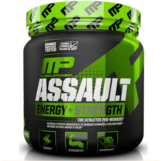 Musclepharm Assault Pre Workout Powder Green Apple 30 Servings Walmart Com